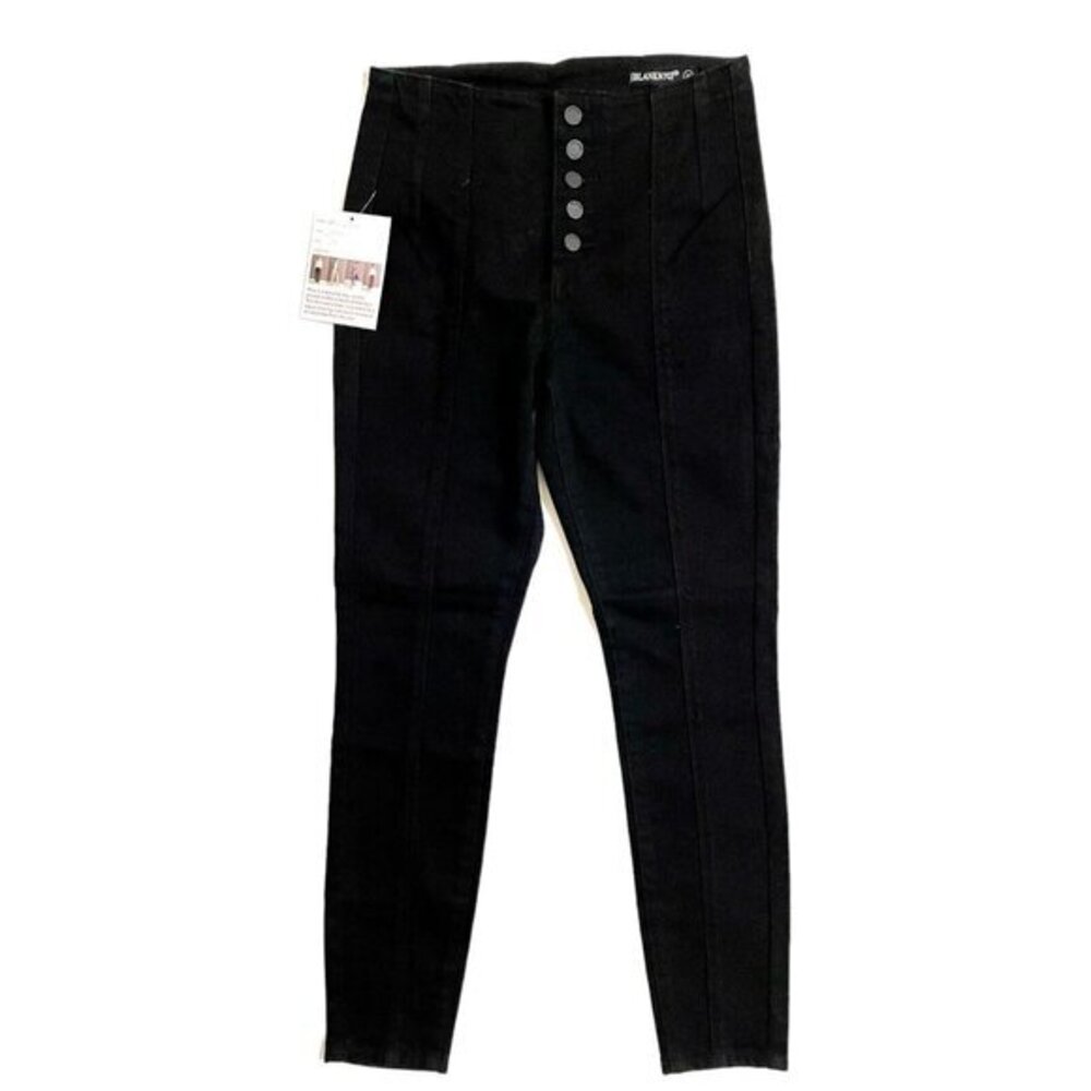 BlankNYC Jeans Denim Black Skinny Jeans High Rise Exposed Buttons SZ 27 New